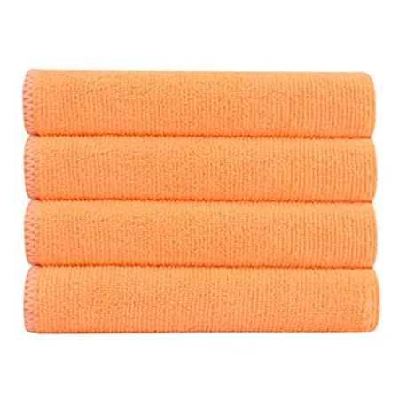 Bathla Spic Span Multi Purpose Micro Fiber Cleaning Cloth 300 GSM 60cmx40cm Pack of 4 Fluorescent Orange 