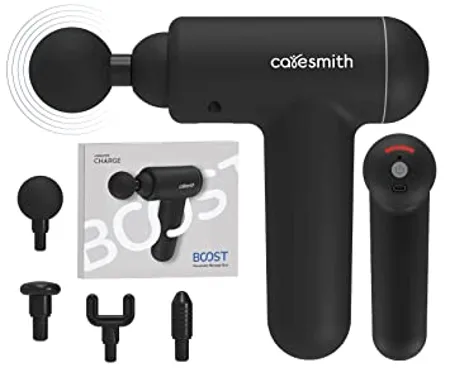Caresmith Charge Boost Massage Gun True Percussion with Large Torque motor 3200 strokes per min 4 Heads for whole body Deep tissue percussion body massager machine for pain relief Massage Machine for Women Men