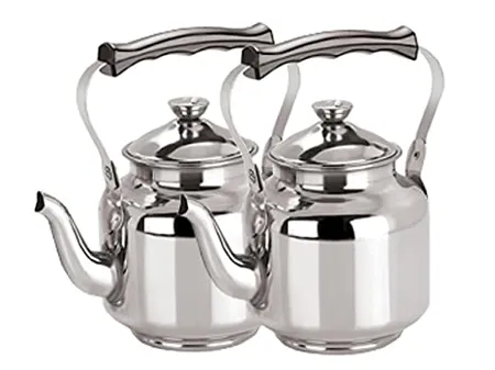 Kuber Industries Stainless Steel Hot Water Tea Kettles Tea0107 Silver Pack of 2 Model Cass38 