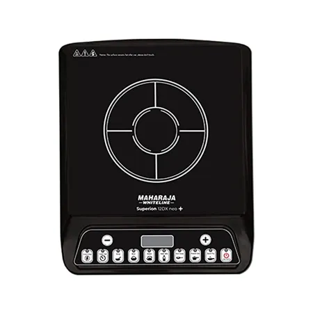 Maharaja Whiteline Superion 12DX Neo Plus Induction Stove with Pan Sensor Technology with 7 Preset Indian Menus Black 1200W