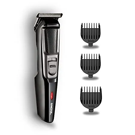 Nova NHT 1076 Cordless 30 Minutes Runtime Trimmer for Men Black 
