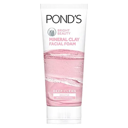 POND S Bright Beauty Mineral Clay Vitamin B3 4X Oil Absorbing Brightening For Oil Free Instant Glow Face Wash 90 g