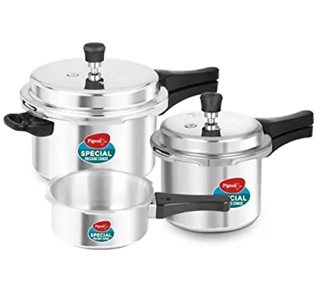 Pigeon By Stovekraft Special Aluminium Pressure Cooker Combo with Outer Lid Gas Stove Compatible 2 3 5 Litre Capacity for Healthy Cooking Silver 