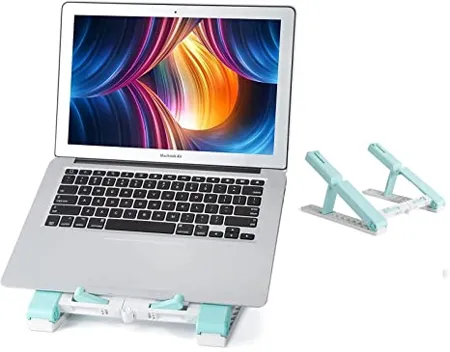 STRIFF Laptop Stand for Desk Ergonomic Computer Stand Laptop Riser Phone and Tablet Stand for Desk Portable Laptop Elevator Holder Compatible with MacBook Laptop Tablet WhiteSky 