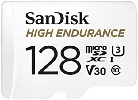 SanDisk 128GB High Endurance Video MicroSDXC Card with Adapter for Dash Cam and Home Monitoring Surveillance Systems C10 U3 V30 4K UHD Micro SD Card SDSQQNR 128G GN6IA