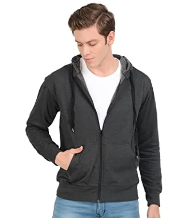 Scott International Men s Boys Cotton Hooded Sweatshirt with Zipper for Winter Cotton Casual Lightweight Comfortable Jacket with Contrast Lace Drawstring