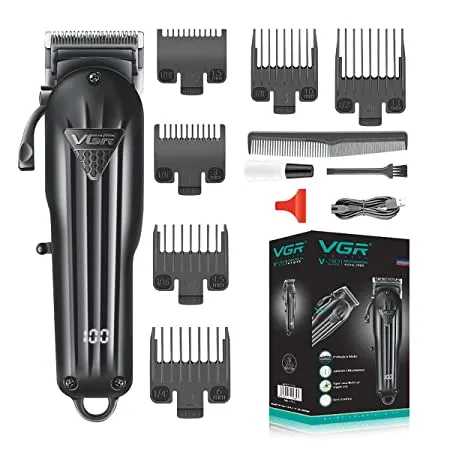 VGR V 282 Salon Series Professional Digital Display Cordless Hair Clipper Electric Hair Cutter Kit Wireless Hair Grooming Trimmers Set Rechargeable Li ion Battery 2000mAh 200 minutes Runtime Blue