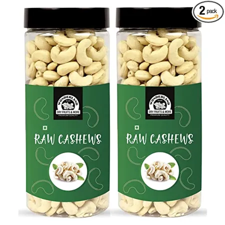 Wonderland Foods Whole Raw Cashew Kaju W400 Grade 1Kg 500g X 2 Jar 
