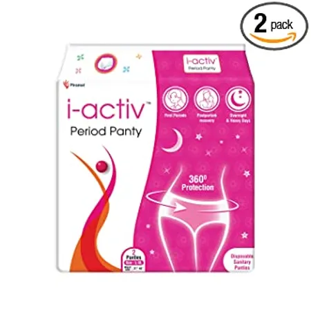 i activ Period Panty Disposable Pack of 2 panties size 31 to 48 For Heavy Flow periods Overnight 360 degree protection Maternity delivery pads