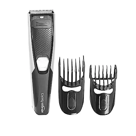 Amazon Basics Rechargeable Beard Trimmer with Multiple Length Settings 60 Minutes Run Time Black 