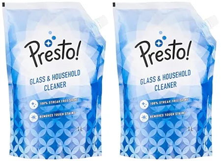 Amazon Brand Presto Glass Household Cleaner Refill Pouch 1 L Pack of 2 
