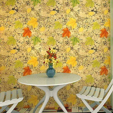 Amazon Brand Solimo PVC Self Adhesive WallPaper Maple Leaves 45 x 500 cm