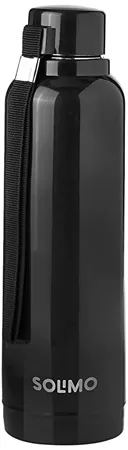 Amazon Brand Solimo Stainless Steel Water Bottle with Inner Steel Outer Plastic PU Insulation 700 ml Black