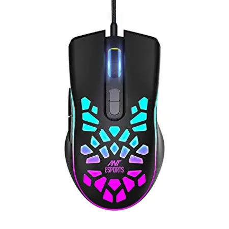 Ant Esports GM80 USB RGB Wired 6 Programmable Buttons 3200 DPI Adjustable Optical Gamer Gaming Mice Gaming Mouse with Multicolour LED Lights Black