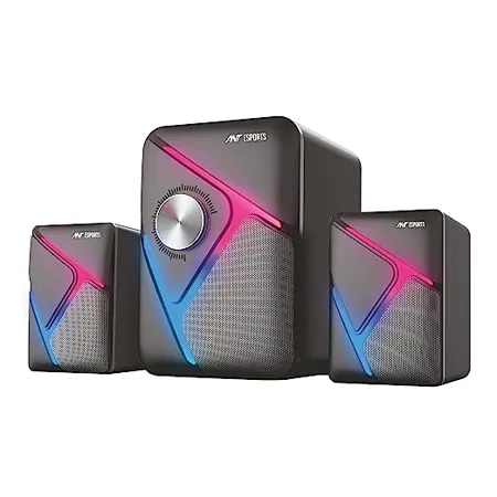 Ant Esports GS270 2 1 Stereo Wired Gaming Speakers with Subwoofer RGB Lights Stereo Bass 11W Black