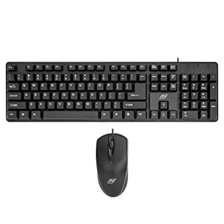 Ant Value FKBRI02 Spill Resistant Silent Keys DPI Mouse KB Combo Wired Desktop KB USB Keyboard Mouse Set Black Gaming mouse and Gaming keyboard