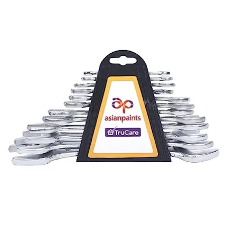 Asian Paints TruCare 12 in 1 Pcs Double Open End Jaw Spanners Wrench Set Carbon Steel with Rust Corrosion Resistant Chrome Plating Satin Finish Multipurpose DOE Jaw Spanners Tool Kit