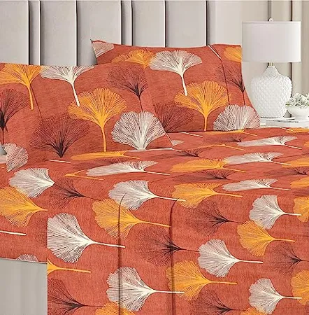 BSB HOME Prime Collections 160tc Pure Microfiber Glace Cotton Breathable Supersoft Wrinkelfree Double Bedsheet with 2 King Size Pillow Covers Brown Color