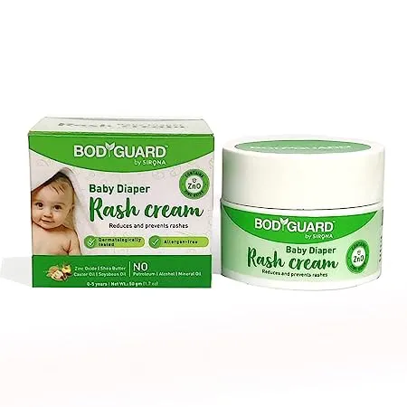 Bodyguard Diaper Rash Cream for Babies 50 gm Reduces and Prevents Rashes with Shea Butter Zinc Oxide Caster Oil Soyabean Oil