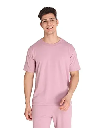 CHKOKKO Men s Terry Cotton Loose Fit Half Sleeves T Shirt