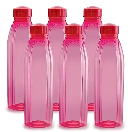 Cello Crystal PET Bottle Set 1 Litre Set of 6 Pink