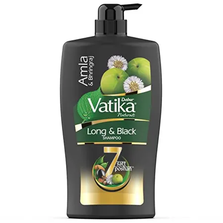 Dabur Vatika Long Black Shampoo 1L With Amla Bhringhraj For Shiny Long Black Hair No Added Parabens Provides Gentle Cleansing Conditioning and Nourishment to Hair