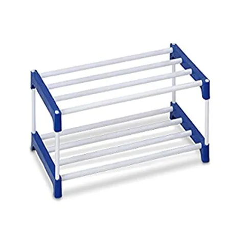 Ebee 4 Pair Metal Shoe Stand Blue 2 Shelves 