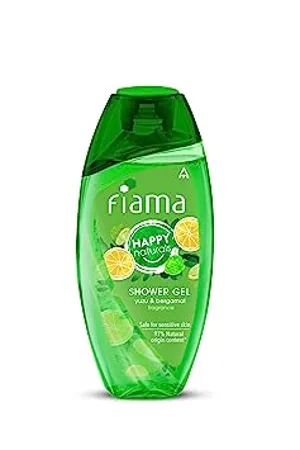 Fiama Happy Naturals shower gel yuzu and bergamot with skin conditioners for moisturized skin safe on sensitive skin body wash 250ml bottle
