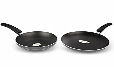 Greenchef Duo Pack Grey Cookware Set Fry Pan and Flat Tawa
