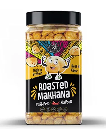 Greenfinity Peri Peri Roasted Flavored Crunchy Healthy Phool Makhana Snacks Jar 90 Gram