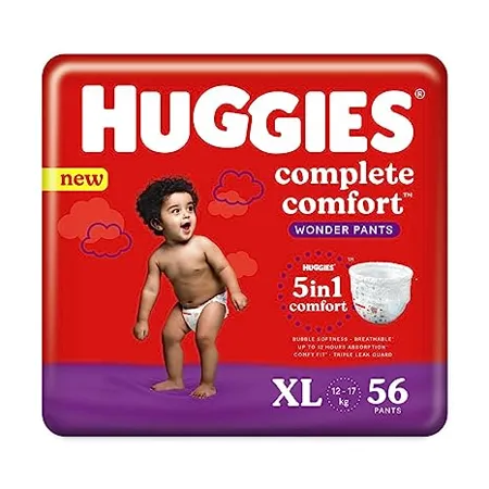 Huggies Complete Comfort Wonder Pants Extra Large 12 17kg Size 56 count Baby Diaper Pants with 5 in 1 Comfort
