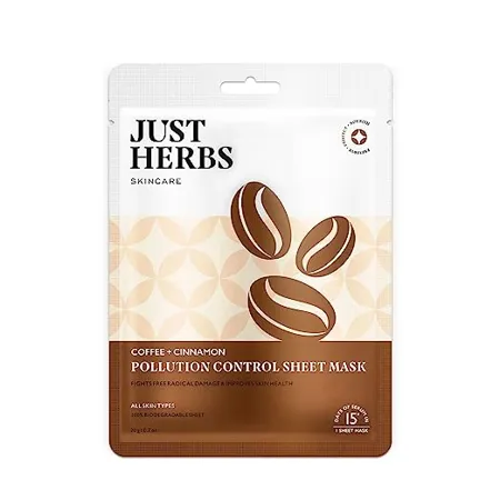 Just Herbs Sheet Mask Glowing Skin Serum Masks 20g Coffee Cinnamon 