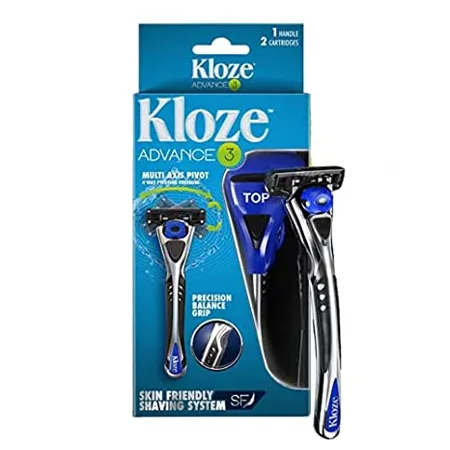 Kloze Advance 3 Shaving Razor for men with 3 Blades 2 Cartridges Easy Smooth Shave