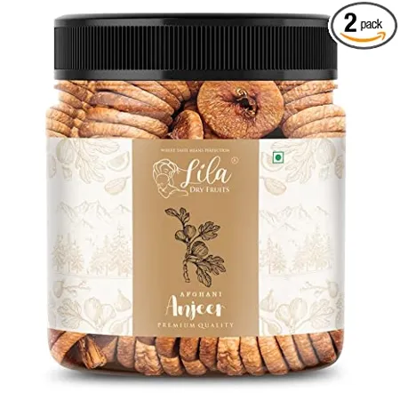 LILA DRY FRUITS Premium Dried Afghani Anjeer Dried Figs Rich Source of Fibre Calcium Iron Low in calories and Fat Free Non GMO Dried Anjir 500gm 2 Jar Pack