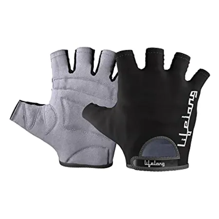 Lifelong Exercise Gym Gloves for Men Workout with Wrist Cross Training Weightlifting Ideal for Cycling Bike Riding and Other Sports Activities Medium LLGG02 Grey Black 