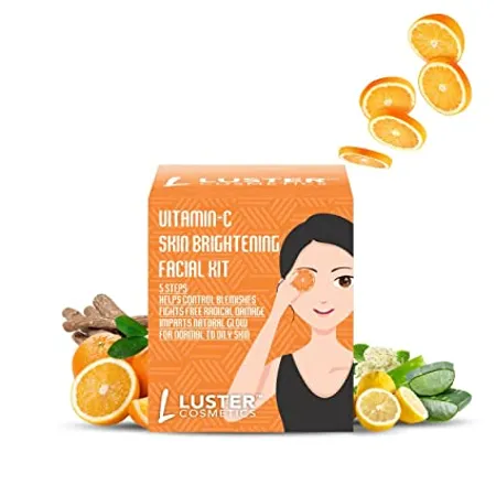 Luster Cosmetics Vitamin C Facial Kit Control Blemishes Made With Lemon Licorice Extracts Single Use Mini Facial Kit For Skin Brightening For Women Men Paraben Free 45g