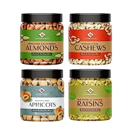 Nature Purify Premium Nutty Mix Pack of Dry Fruit Combo 800G 200G Almond 200G Cashew 200G Apricot 200G Raisins