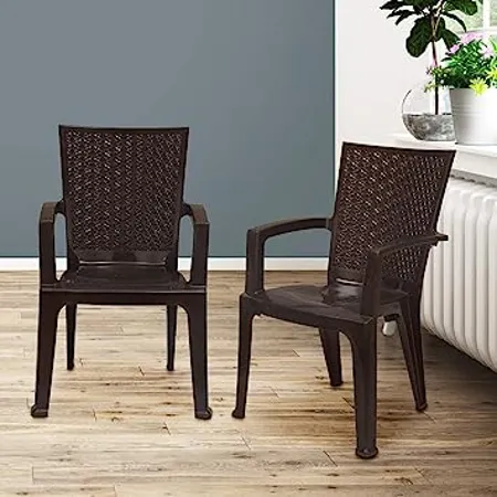 Nilkamal Chr2225 Plastic Mid Back With Arm Chair Chairs For Home Dining Room Bedroom Kitchen Living Room Office Outdoor Garden Dust Free 100 Polypropylene Stackable Chairs Brown Set Of 2
