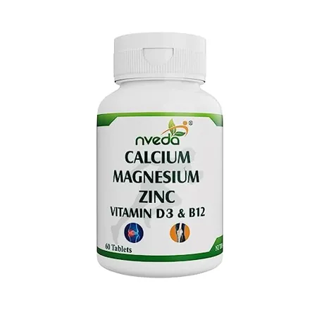 Nveda Calcium Supplement 1 000 mg with Vitamin D Magnesium Zinc Vitamin B 12 For Men Women For Immunity Bone Joint Support 60 Tablets