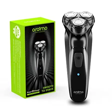 Oraimo SmartShaver Premium Cordless Electric Shaver for men Built in pop up Trimmer Super Fast Charge 90 minutes Runtime with Digital Battery Indicator 3 Head 360 Rotary Shaver for Dry Shave