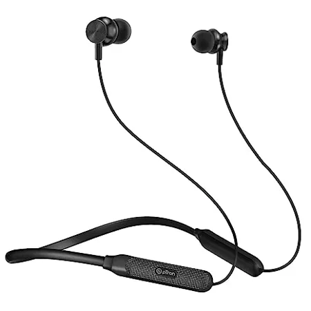 PTron Tangent Duo Bluetooth 5 2 Wireless in Ear Earphones with Mic 24Hrs Playback 13mm Driver Deep Bass Fast Charging Type C Neckband Dual Pairing Voice Assistant IPX4 Water Resistant Black 