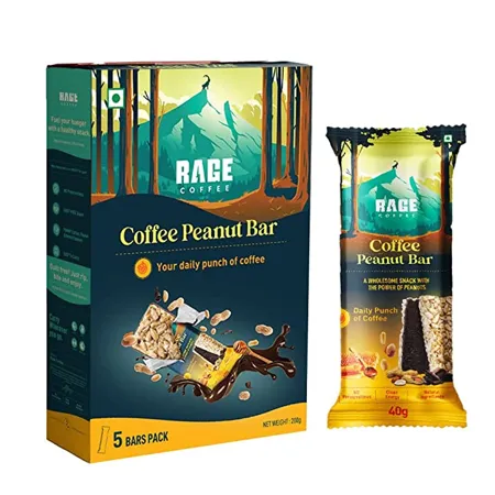 Rage Coffee Peanut Bars Pack of 5 Rage Snacks No Preservatives Gluten Free Snack Natural Identical Flavour Healthy Energy Bar