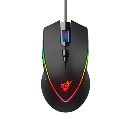 Redgear A 17 Gaming Mouse with Upto 6400 DPI RGB Lighting and Braided Cable Black 