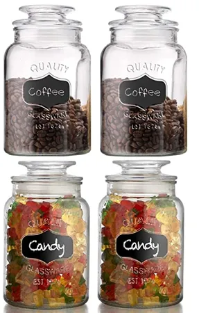 STAR WORK 1500 ML Clear Glass Storage Jar with Lids Airtight Food Jars Glass Kitchen Containers for Pantry 2 