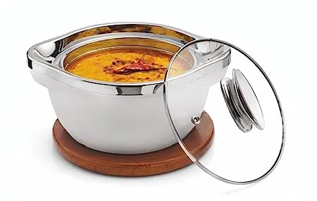 SignoraWare Royal Bliss Casserole Inside Steel with Glass Lid 1000ml Set of 1 White