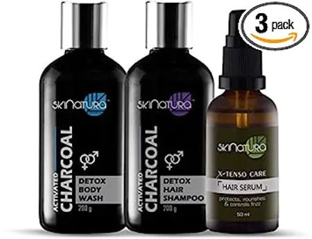 Skinatura Bathing Edition Activated Charcoal Body Wash Shampoo X tenso Hair Serum 450g