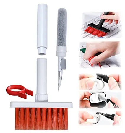 Sounce Cleaning Soft Brush Keyboard Cleaner 5 in 1 Multi Function Computer Cleaning Tools Kit Corner Gap Duster Keycap Puller for Bluetooth Earphones Lego Laptop AirPods Pro Camera Lens Red 