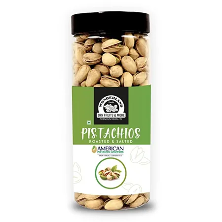 WONDERLAND FOODS DEVICE Dry Fruits American California Roasted Salted Jumbo Pistachios Pista 500g Jar Super Crunchy Delicious Healthy Snack Vitamins Minerals Rich Immunity Booster