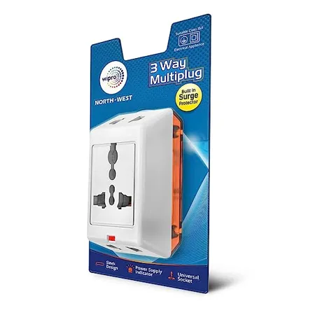 Wipro 3 Way multiplug with Built in Surge Protector