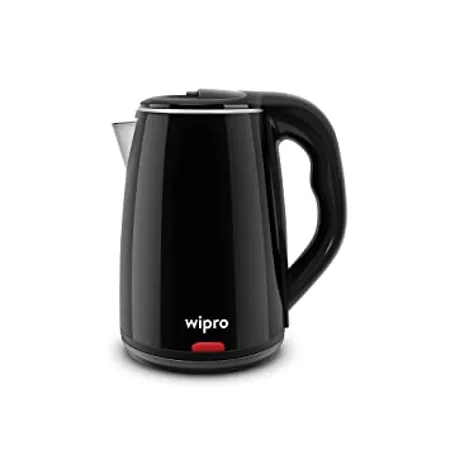 Wipro Vesta 1 8 litre Cool touch electric Kettle with Auto cut off Double Layer outer body Triple Protection Dry Boil Steam Over Heat Stainless Steel Inner Body Black 1500 Watt 